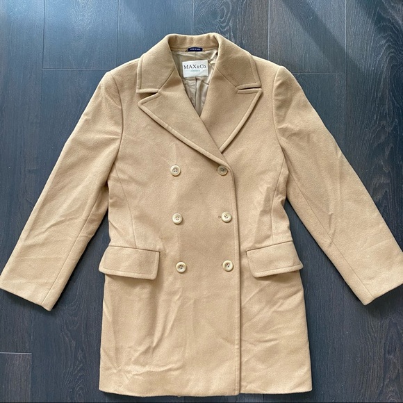 NWOT MaxMara Max&Co. Wool and Cashmere Double Breasted Coat in Camel - Picture 6 of 14